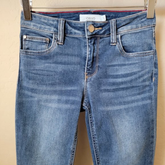 Cello Released High Low Raw Hem Skinny Denim Jeans - Picture 4 of 13